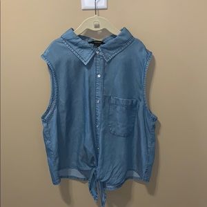 Never Worm Before Denim Button Up